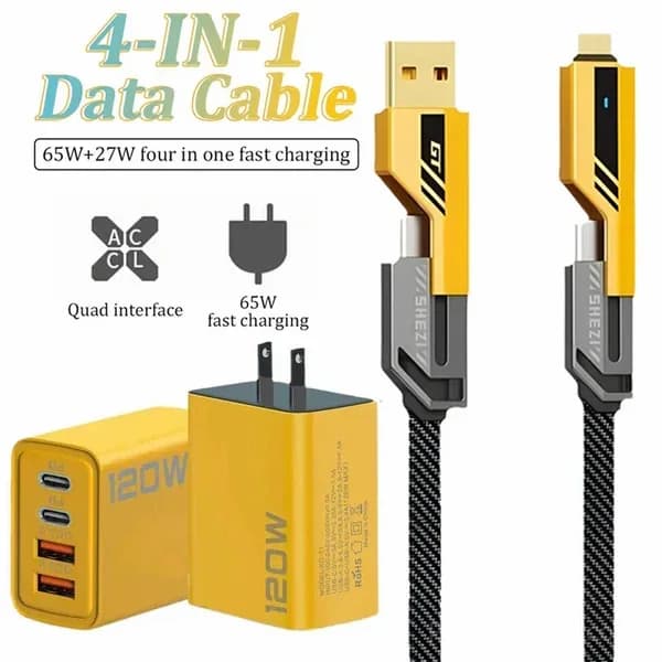 2-Pack USB-C & USB-A Fast Charger Adapter, Multiple Ports - View 1