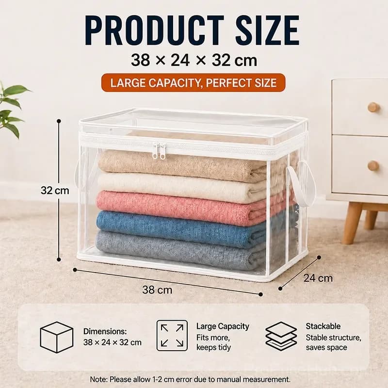 Portable Large Heavy-Duty Clear Plastic Storage Box with Hinged Lid - View 16