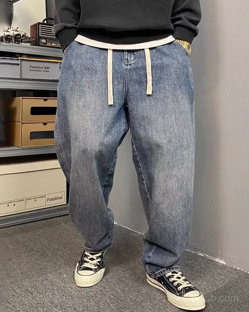 Big & Tall Men's Japanese Vintage Washed Jeans M-8XL - View 1