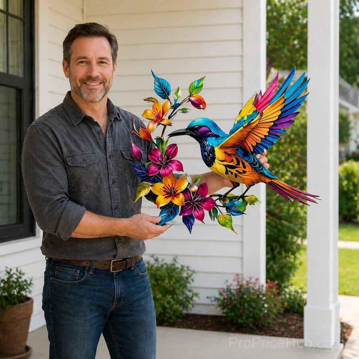 Hummingbird Bloom Metal Wall Art - View 14