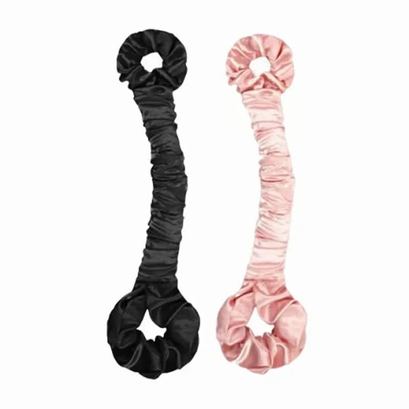 Satin Heatless Hair Curler Hair Ties, Pink/Black, 4-Pack - View 5