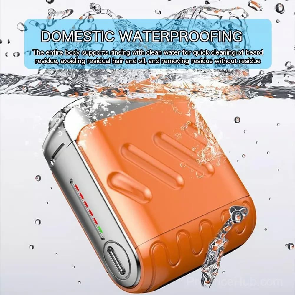 Portable Dual Ring Rotary Electric Shaver, Orange - View 3