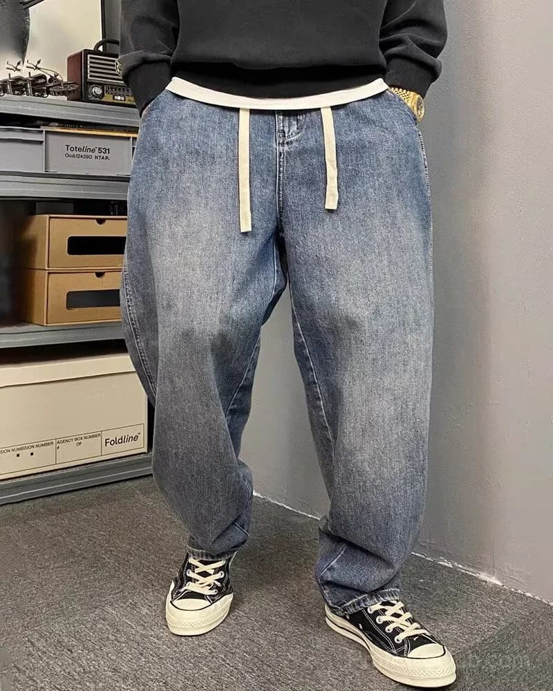 Big & Tall Men's Japanese Vintage Washed Jeans M-8XL - View 3