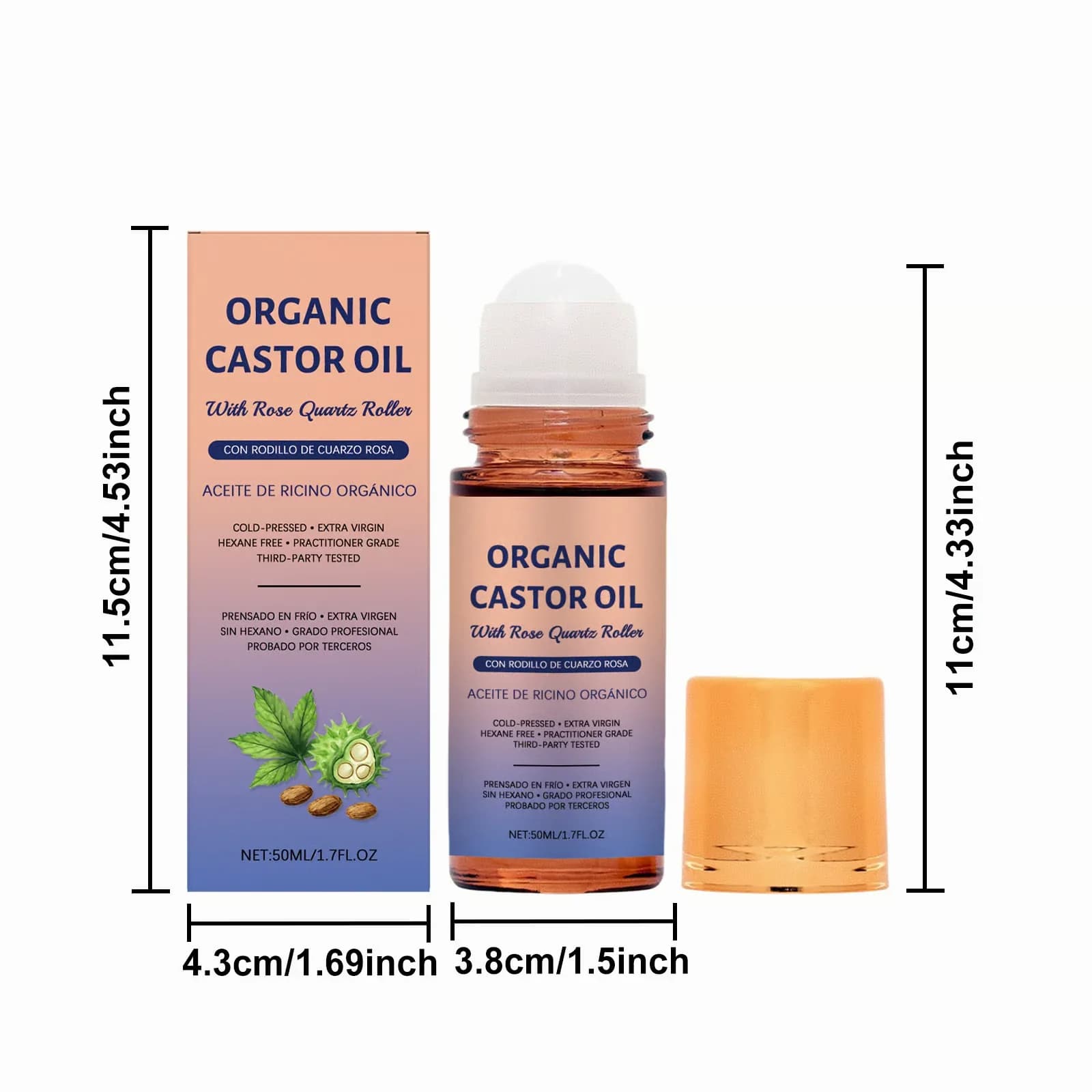Organic Golden Castor Oil Roll-On with Rose Quartz, 1 Count - View 4
