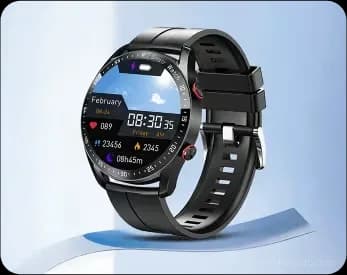 Health Monitoring Sports Smartwatch with Black Rubber Strap - View 1