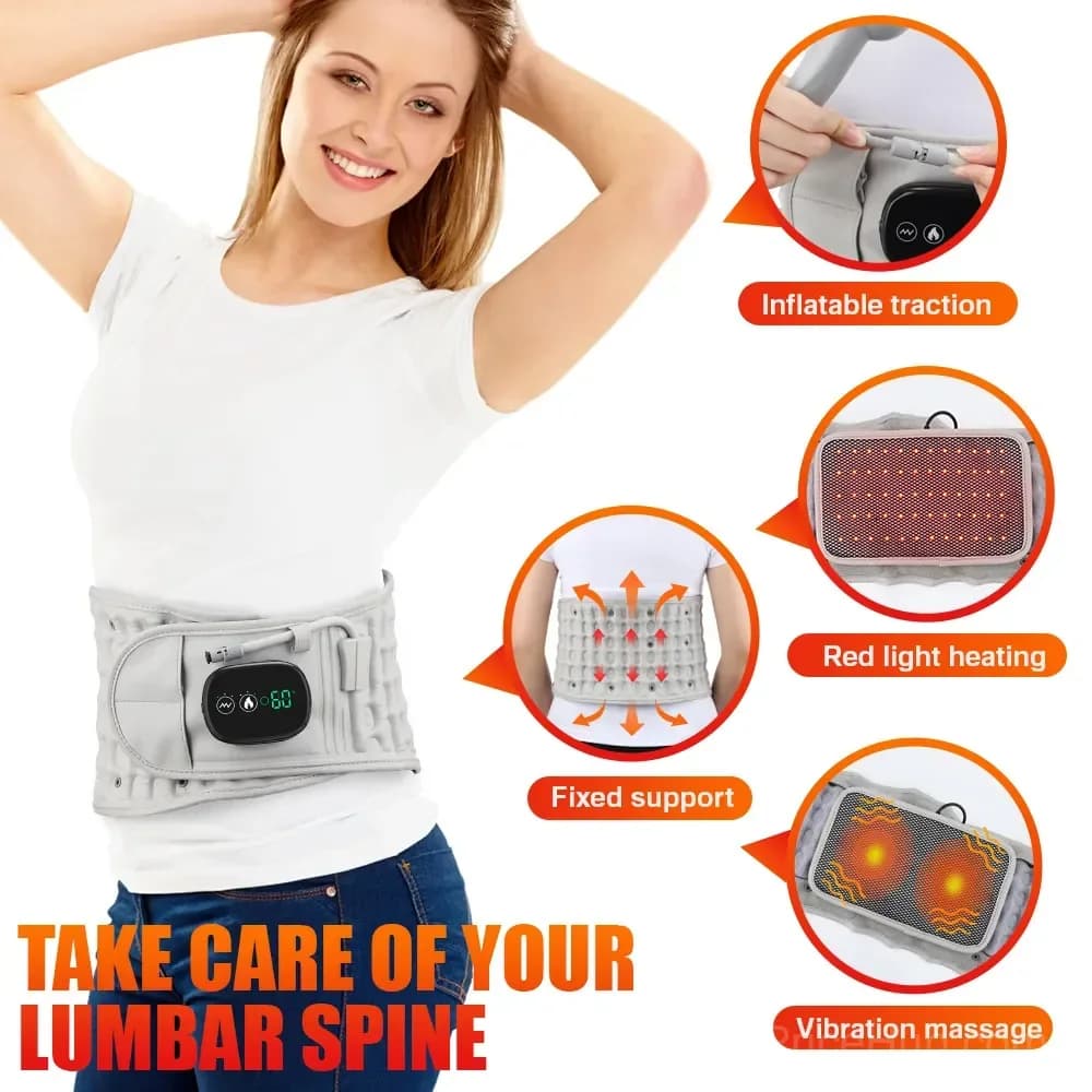 Rechargeable Back Support Belt with Heat, Vibration Massage and Air Columns - View 2