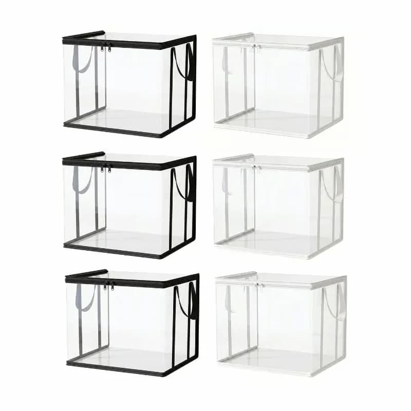 Large Clear Thick Plastic Storage Boxes with Hinged Lids, 2-Pack - View 3