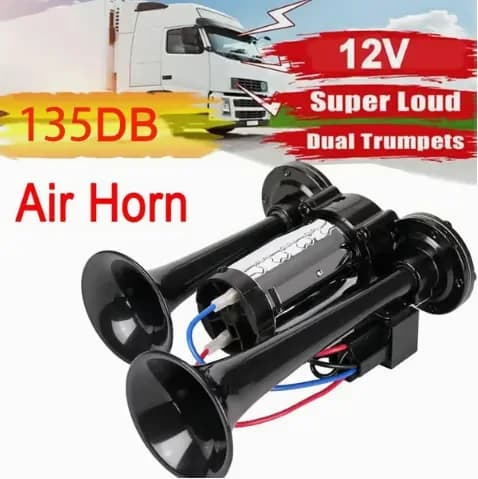 12V 135dB Train Air Horn for Vehicles, Black - View 1