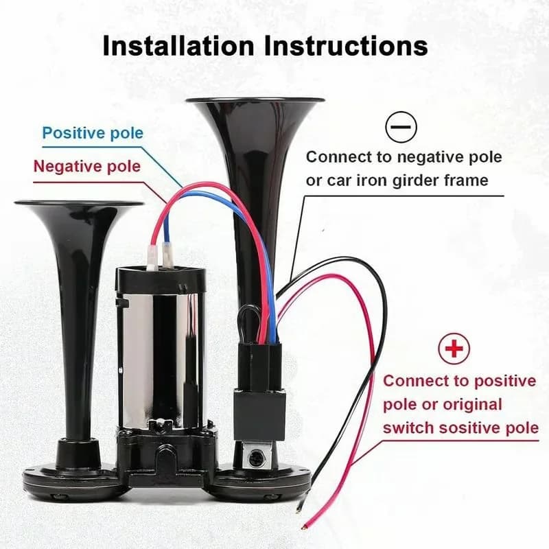 12V 135dB Train Air Horn for Vehicles, Black - View 8