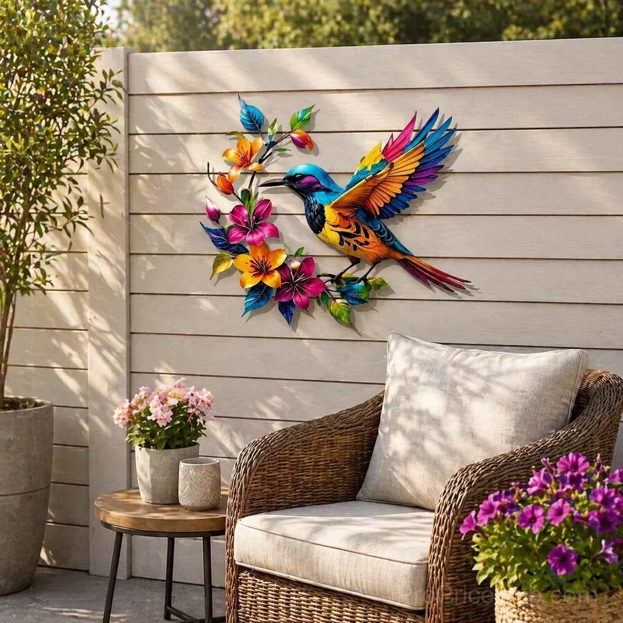 Hummingbird Bloom Metal Garden Wall Art - View 19