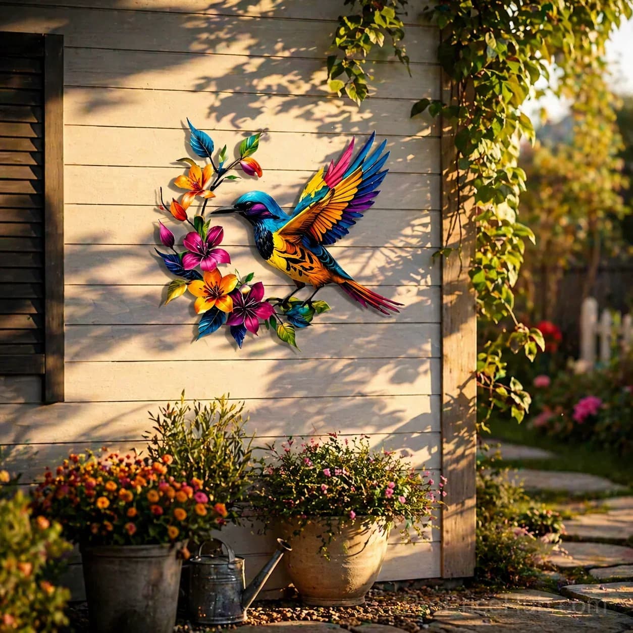 Hummingbird Bloom Metal Wall Art - View 10