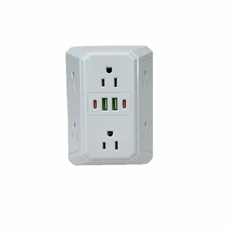 White 6-Outlet Multi-Plug Wall Outlet Extender - View 1