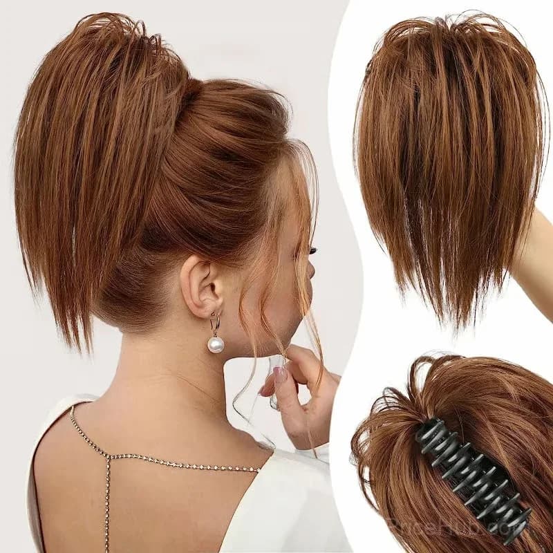 Blonde Hair Extension Clip for Messy Ponytail Volume - View 19