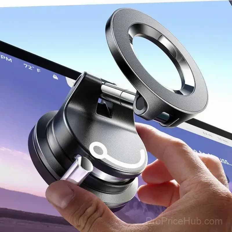 Foldable Magnetic Car Phone Holder, Black - View 6