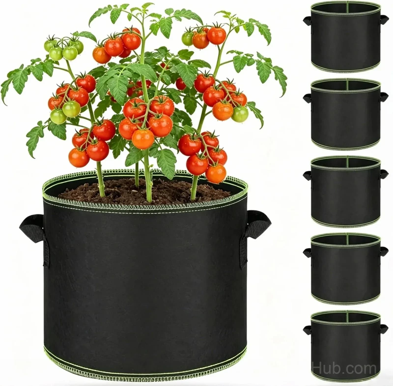 Heavy-Duty Breathable 5-Gallon Grow Bags, 12 x 10 in, 5-Pack - View 1