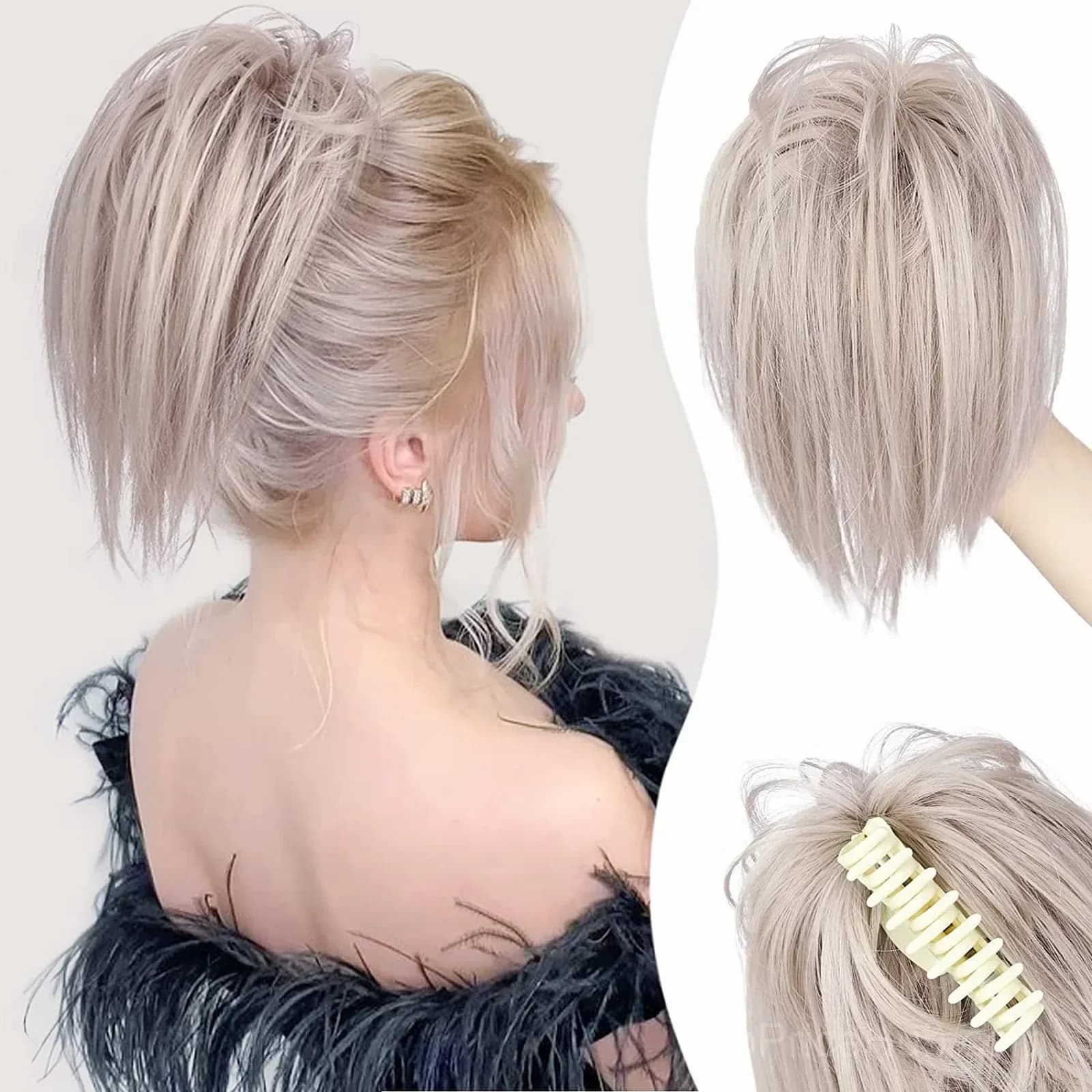 Blonde Hair Extension Clip for Messy Ponytail Volume - View 10