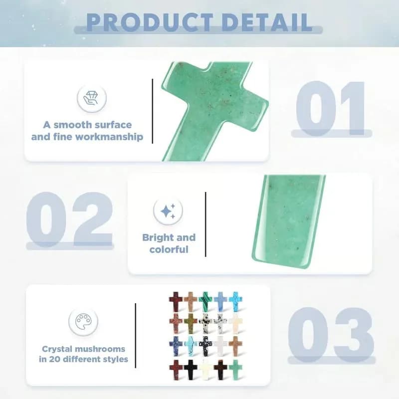 50-Piece Handmade Natural Crystal Cross Ornaments, Random Color - View 6