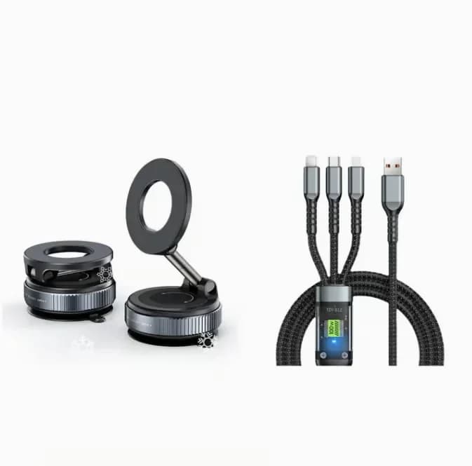 Foldable Magnetic Car Phone Holder, Black - View 17