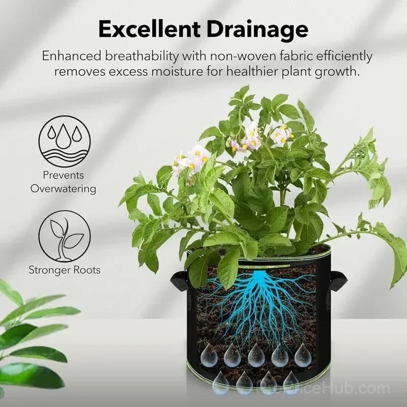 5-Pack 5 Gallon Heavy Duty Aeration Fabric Grow Bags with Handles - View 6