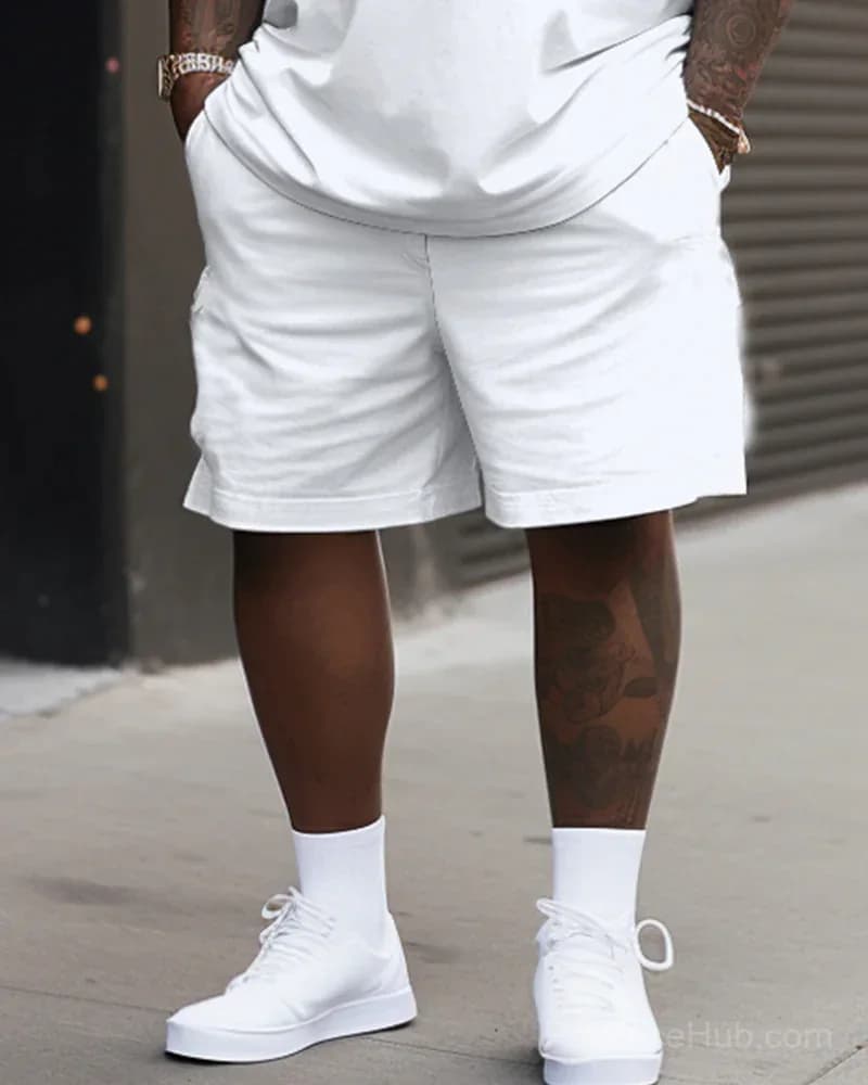 Daily Joker Men's White Printed T-Shirt and Shorts Set - Big Size - View 4