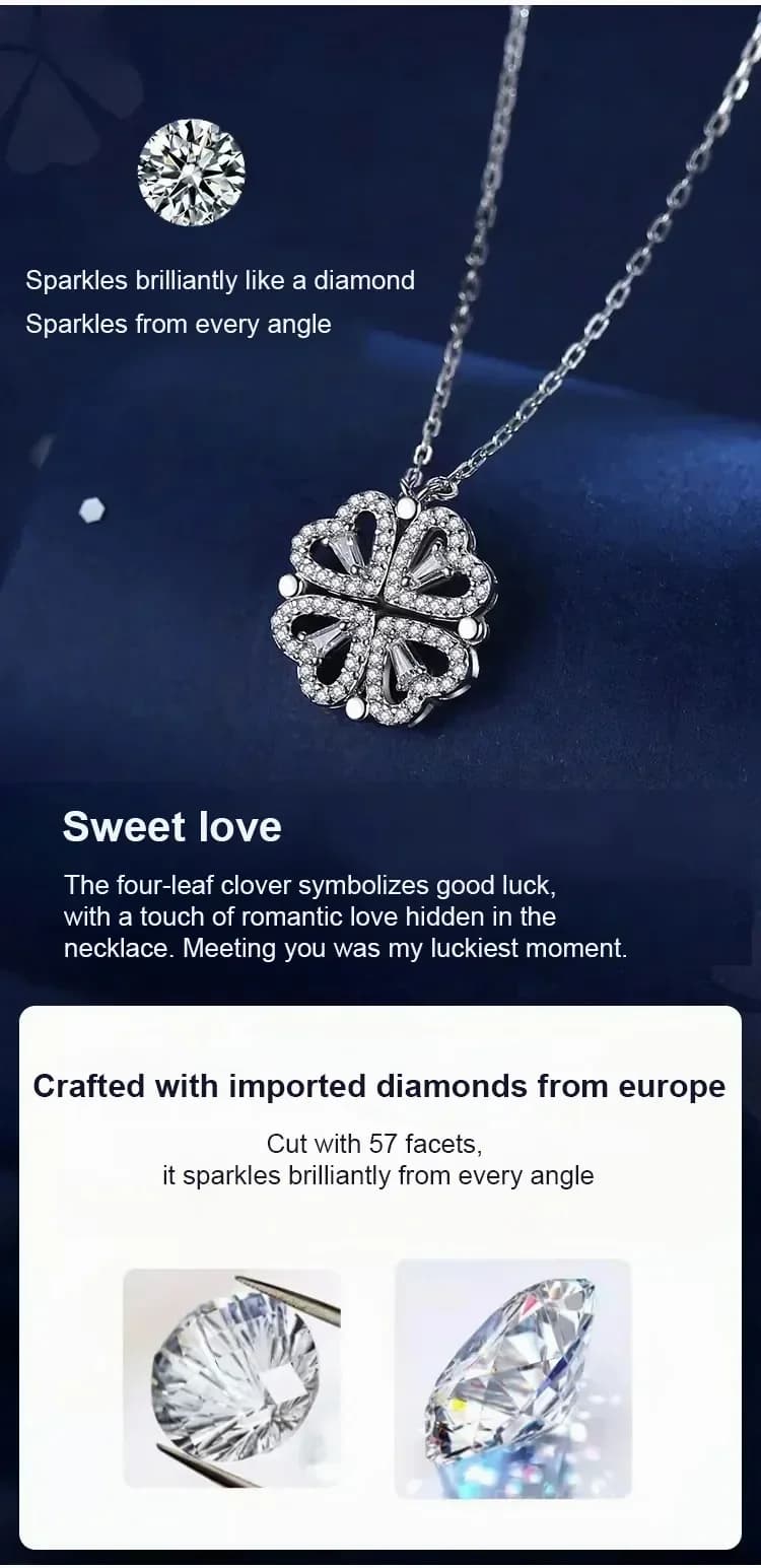 Transformable Lucky Heart Clover Pendant Necklace - View 15