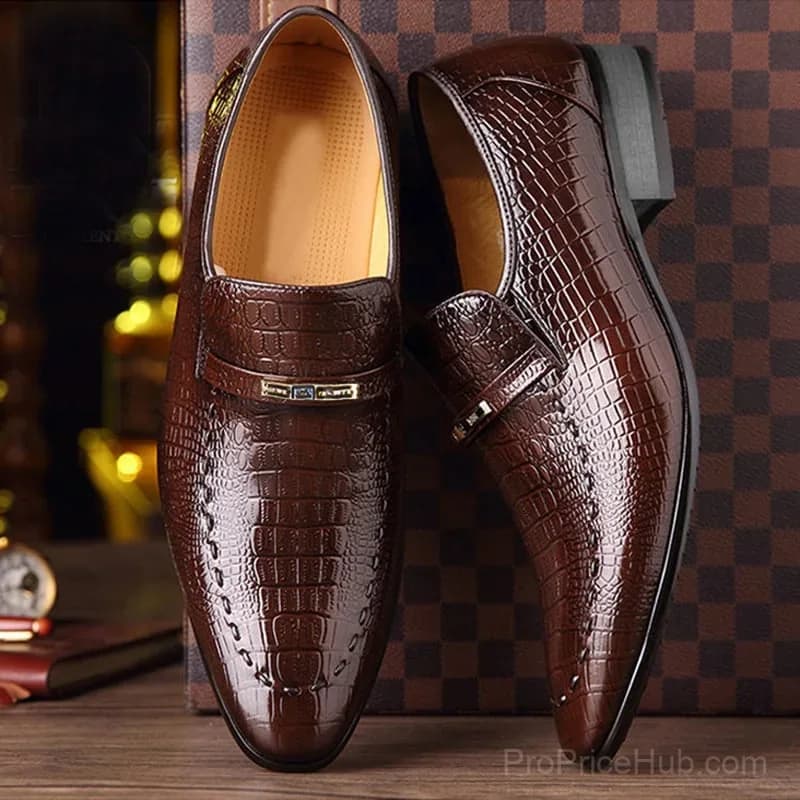 Men's Imitation Crocodile Embossed Leather Dress Shoes - View 1