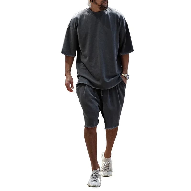 Men's Casual Loose Fit Solid Sports Set (M-8XL) - View 5