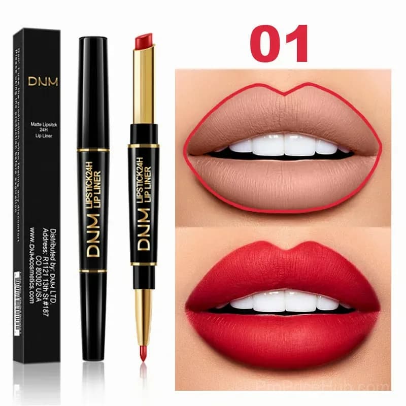 2-in-1 Waterproof Lipstick Lip Liner - #01 Sexy Red - View 1