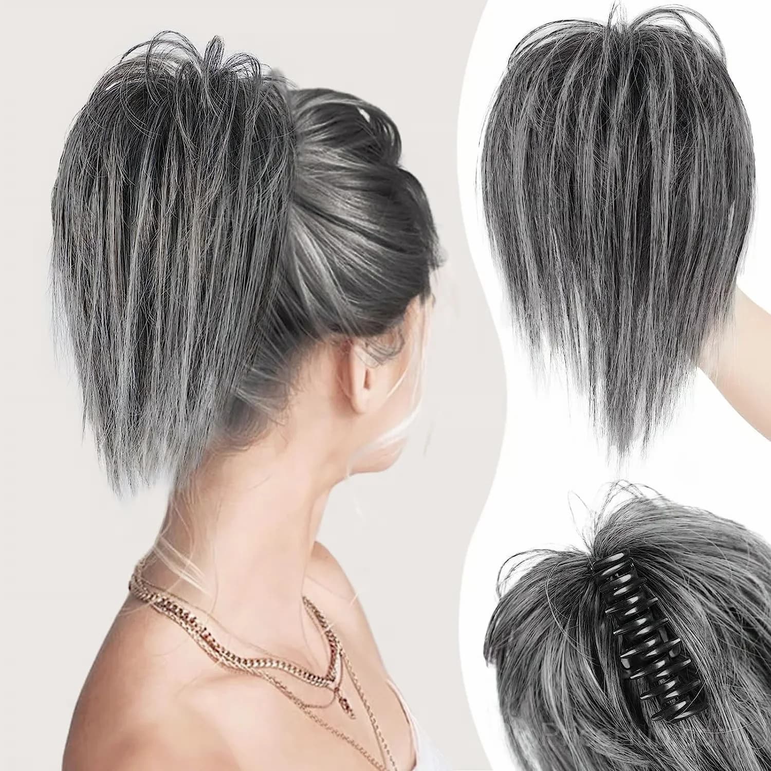Blonde Hair Extension Clip for Messy Ponytail Volume - View 11