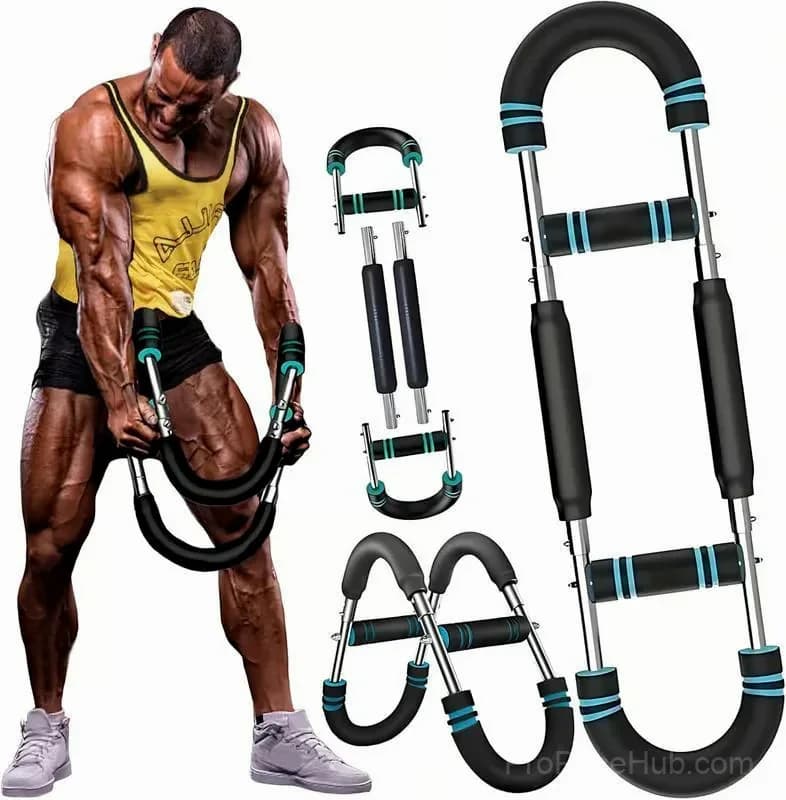 Adjustable U-Shaped Arm & Torso Weight Bar, Black/Blue - View 1
