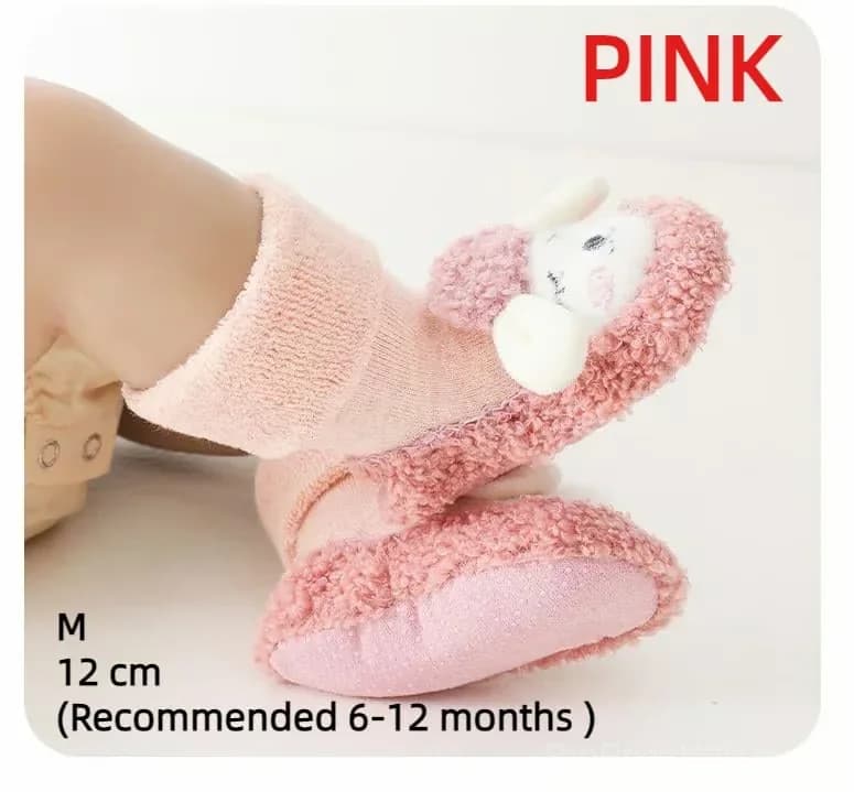 Baby Cartoon Plush Cotton Toddler Shoes, Pink, 0-6 Months - View 10