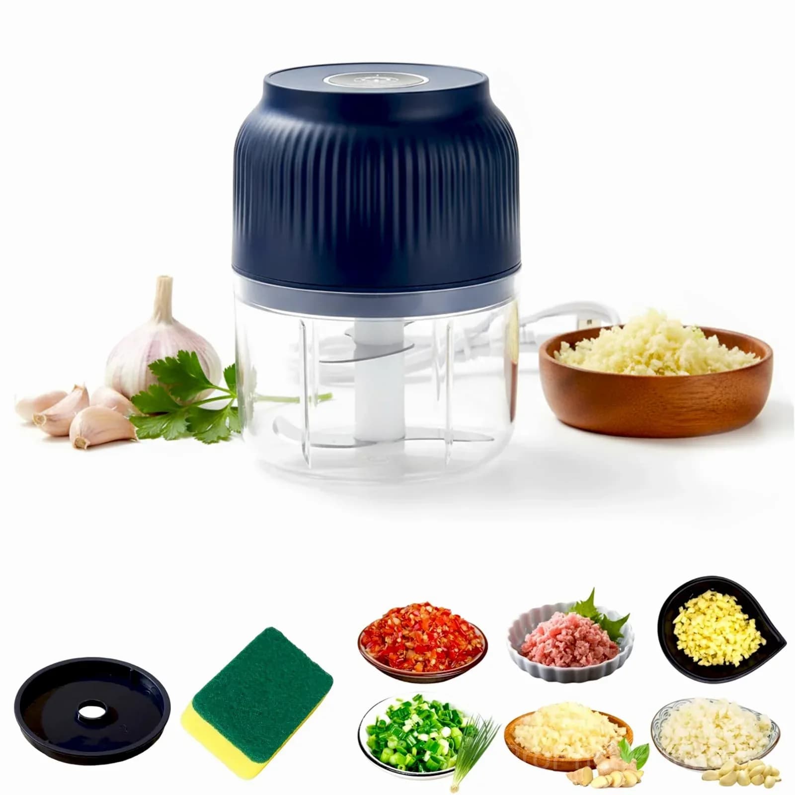 Electric Garlic Chopper - Mini Portable Veggie Cutter - View 3