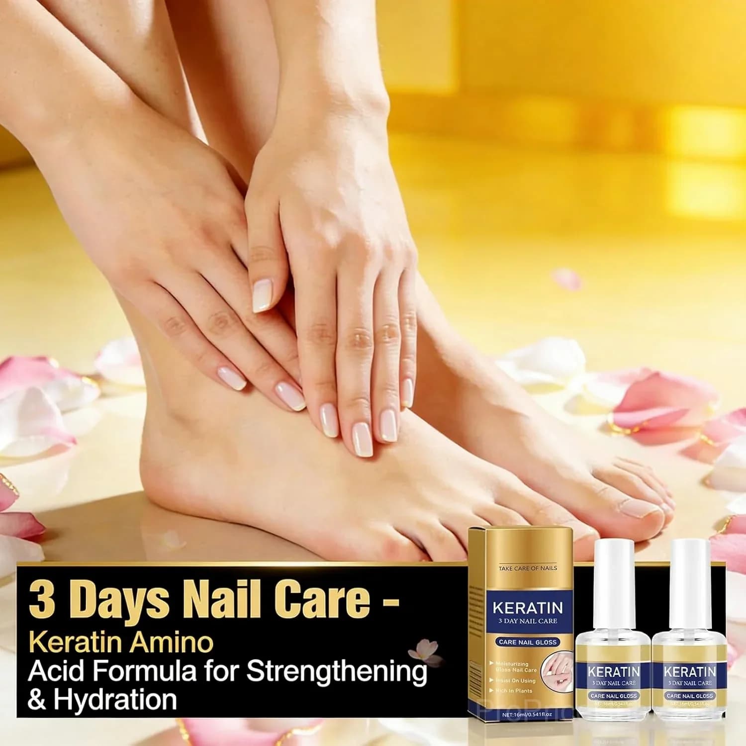 Keratin Amino Acid Nail Care for Dry, Weak & Fragile Nails - 3 Day Treatment - View 1