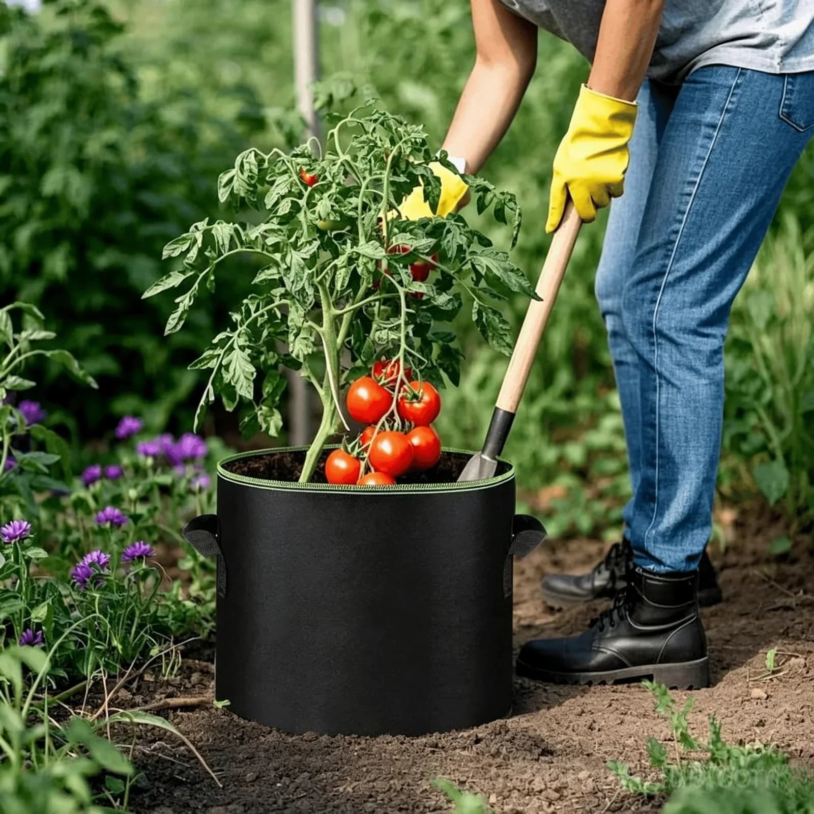 5-Pack 5 Gallon Heavy Duty Aeration Fabric Grow Bags with Handles - View 4