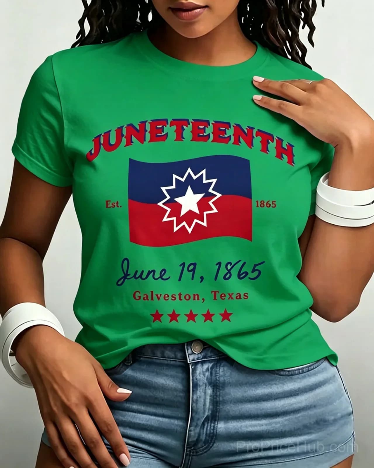 100% Cotton Juneteenth Independence Day Crew Neck Short Sleeve T-Shirt - View 1