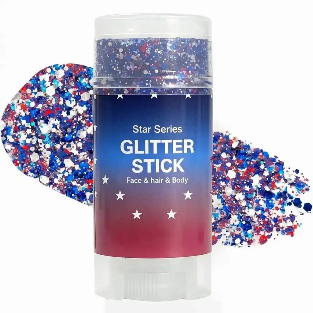 4th of July Glitter Stick - Red White Blue Body Hair Sparkle - View 1