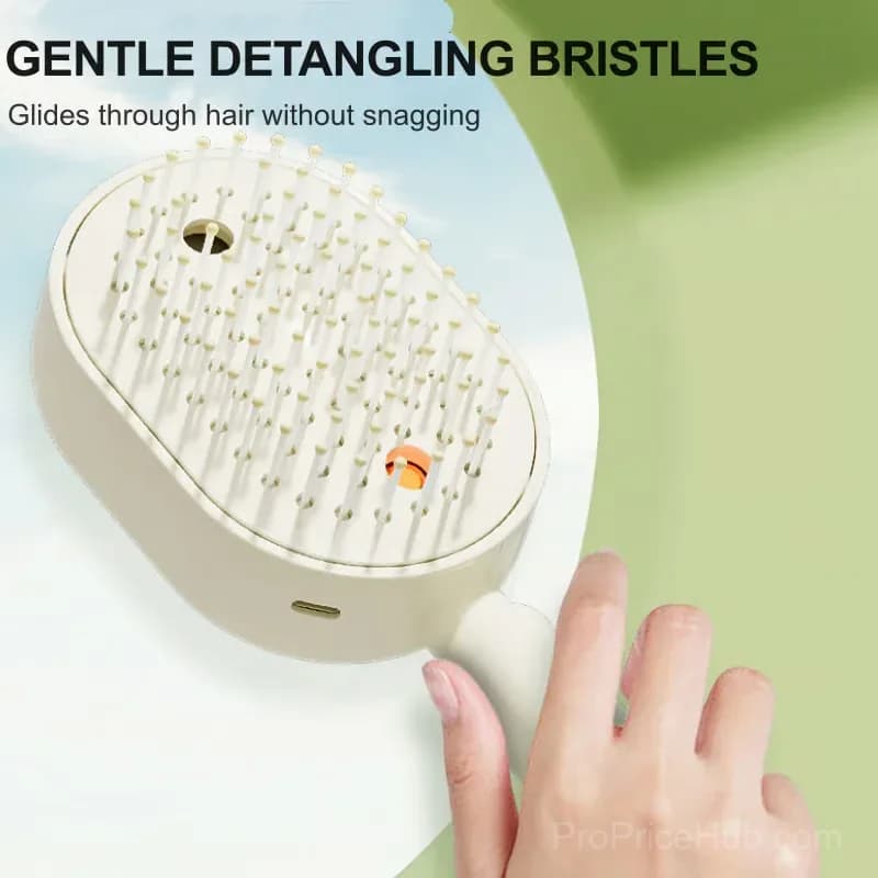 Electric Spray Massage Hair Comb, Beige - View 7