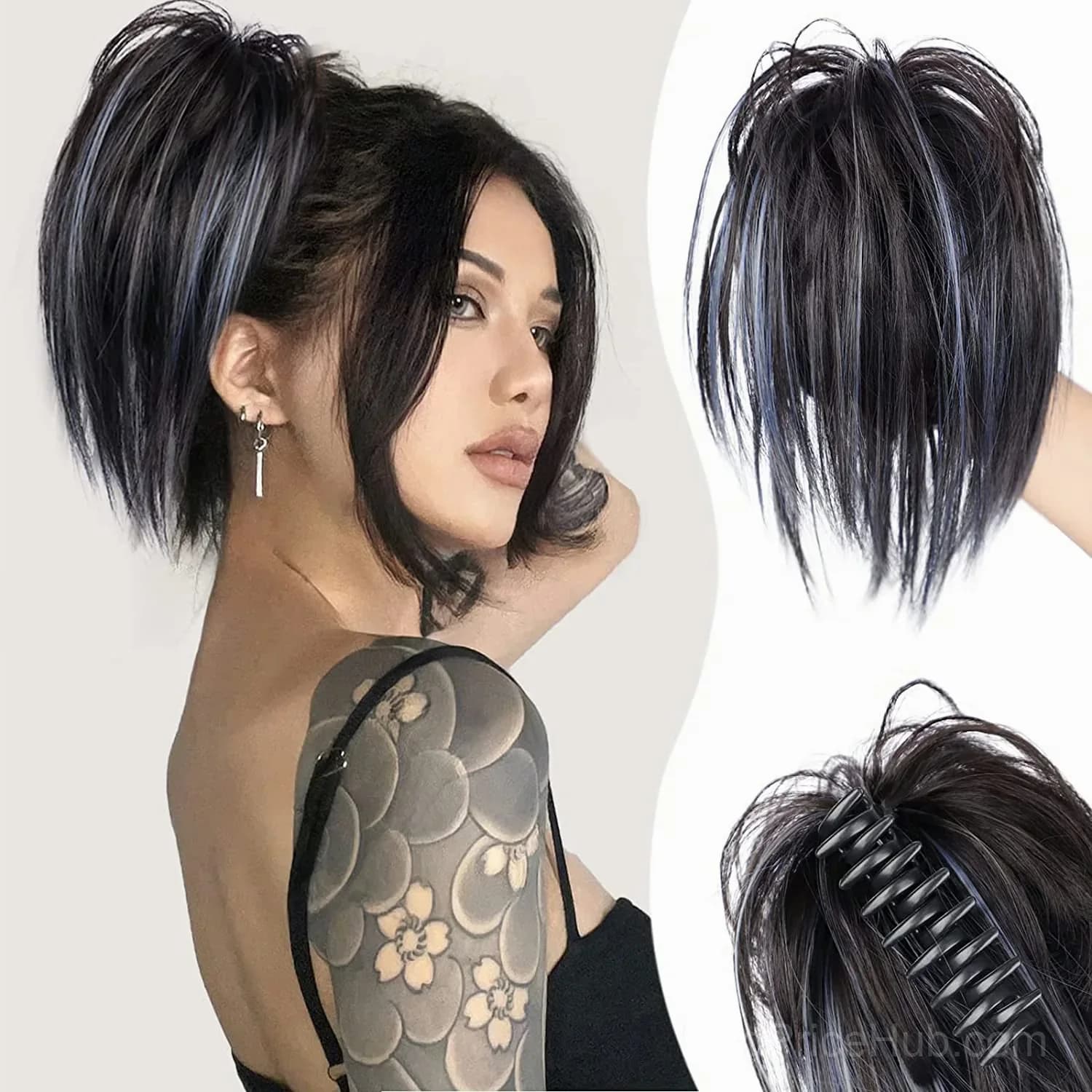Blonde Hair Extension Clip for Messy Ponytail Volume - View 5