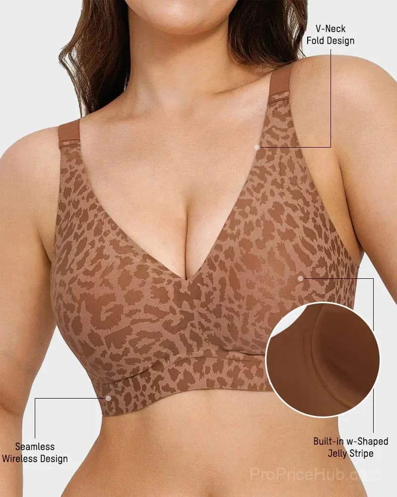 Wireless Leopard V-Neck Contour Bra - View 6