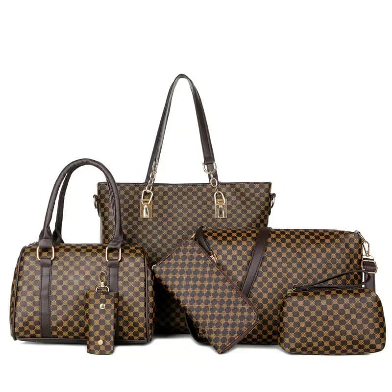 6-in-1 Printed Mother & Baby Shoulder/Crossbody Bag Set, Black - View 8