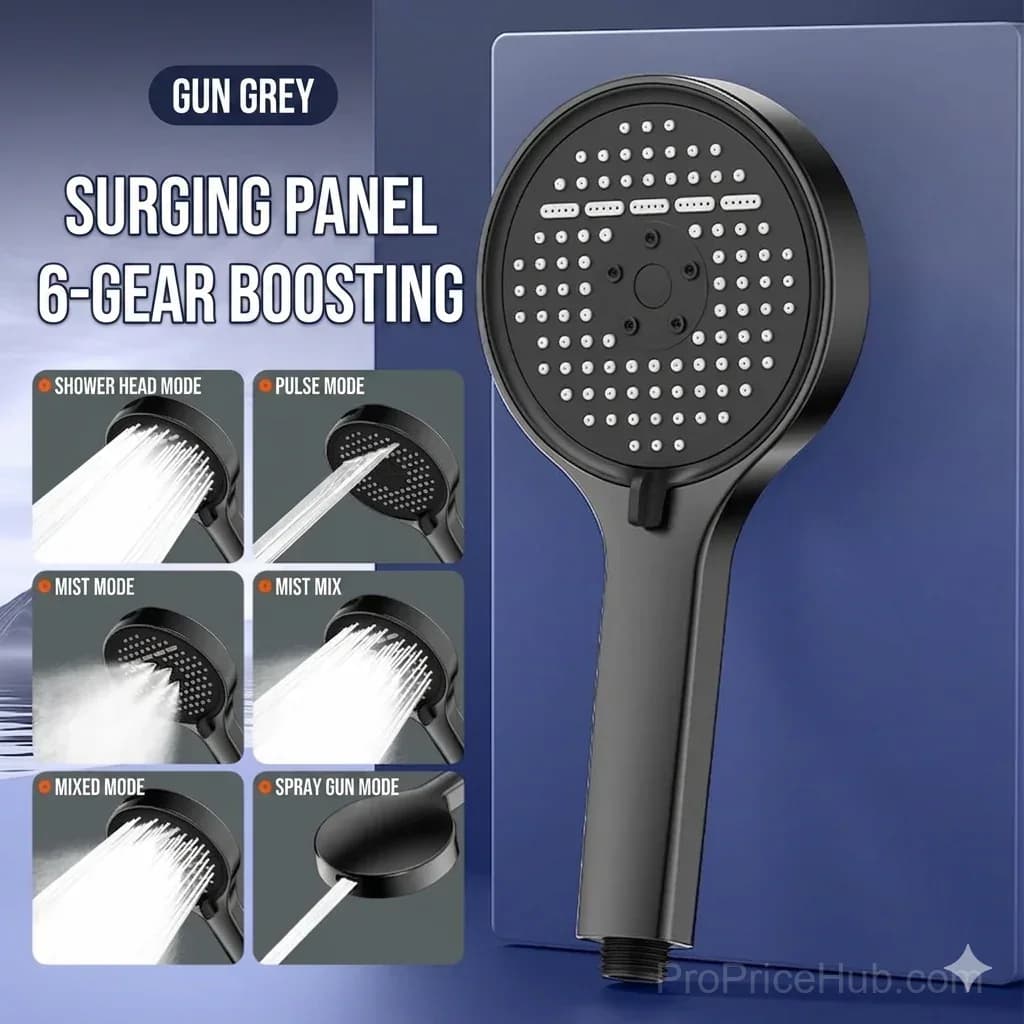 Pressurized Rain Shower Head with 7 Spray Modes - View 6