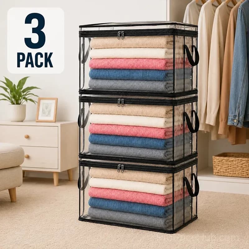 Portable Large Heavy-Duty Clear Plastic Storage Box with Hinged Lid - View 10