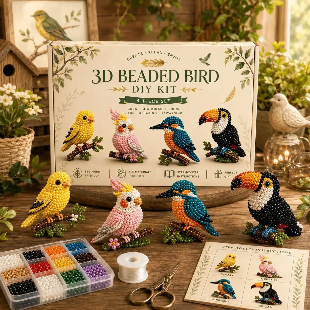 Bird Drama Club 3D Beaded Mini World DIY Ornament Kit - View 4