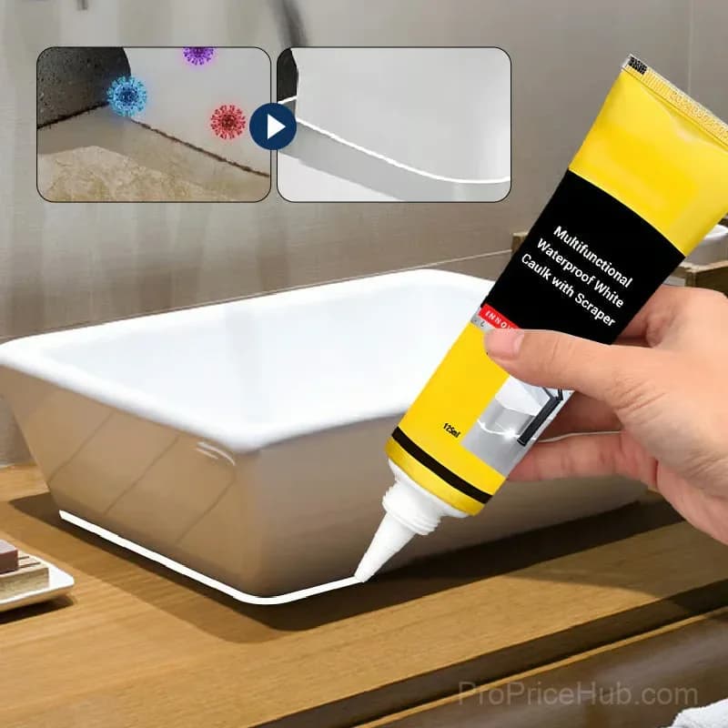 Waterproof White Caulk 150ml with Narrow Nozzle and Scraper - View 1
