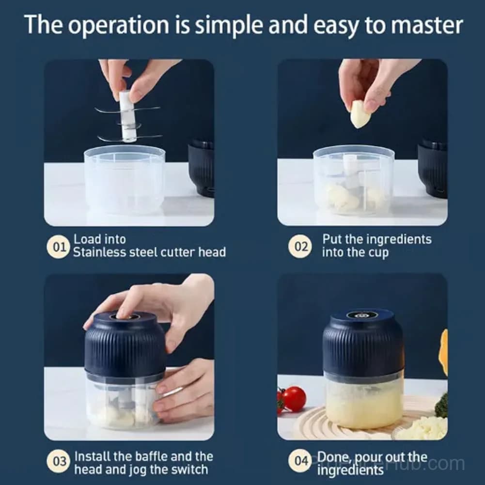 Electric Garlic Chopper - Mini Portable Veggie Cutter - View 7