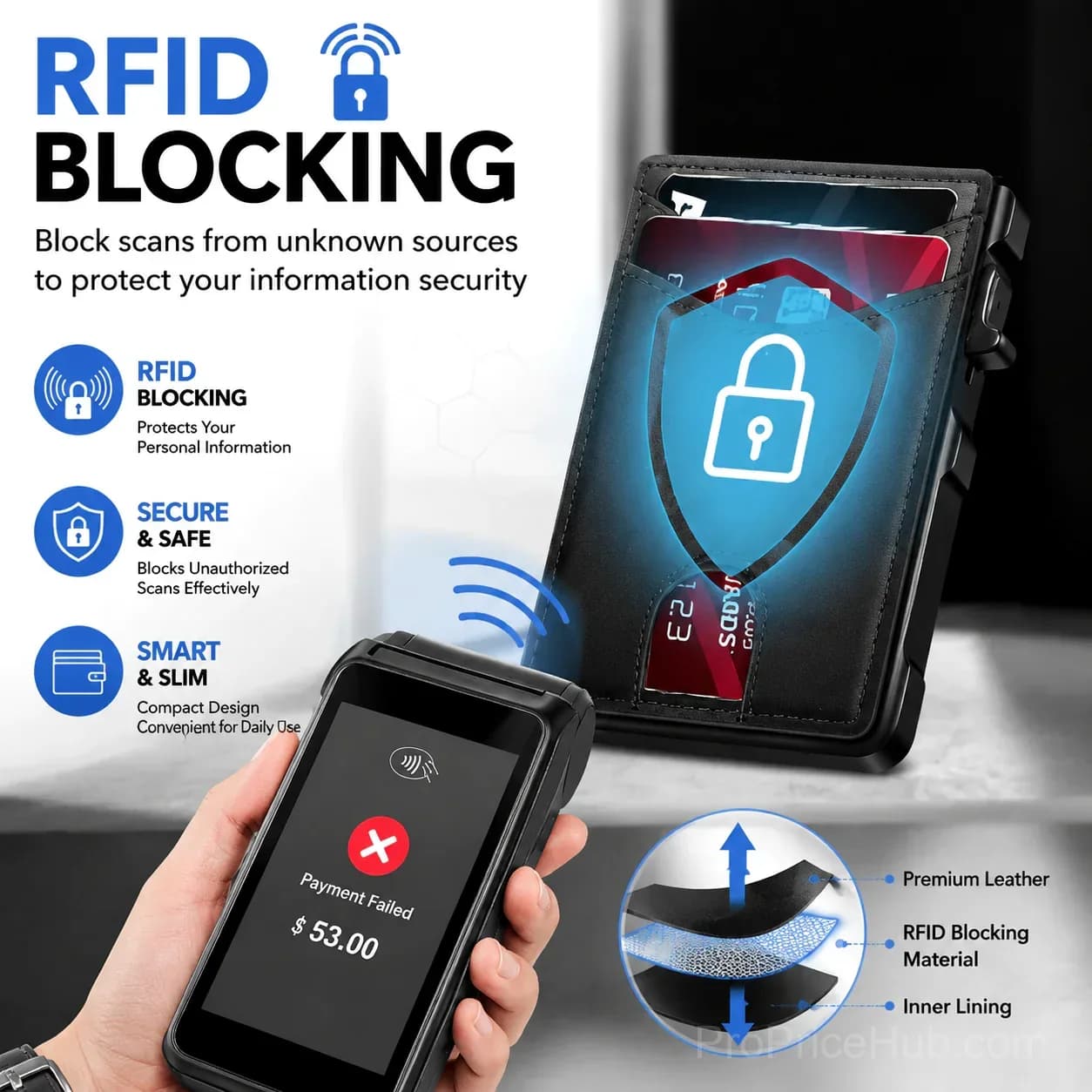 RFID Blocking Minimalist Pop-Up Wallet - Ultra Slim, One-Second Card Eject - View 4
