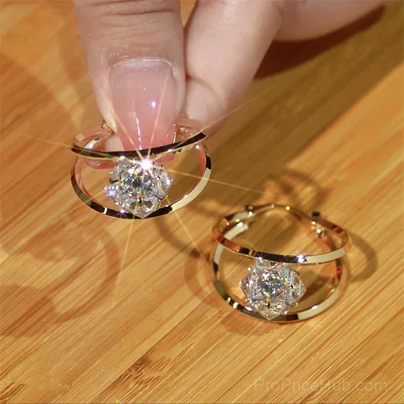 Double Hoop Cubic Zirconia Ball Earrings - View 3
