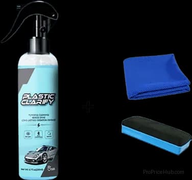 Multipurpose Car Plastic Restorer Spray, 200ml with Towel & Sponge - View 1
