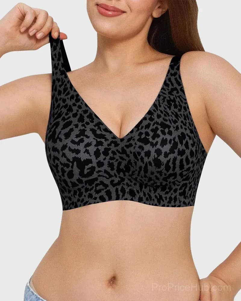 Wireless Leopard V-Neck Contour Bra - View 8