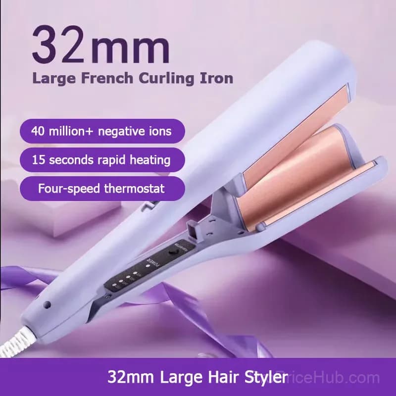 French Wave Curling Iron, Pink, US Plug - View 3